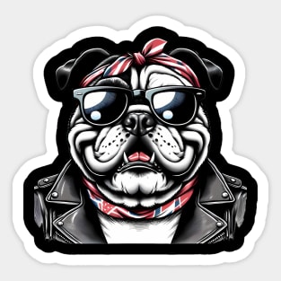 Funny English Bulldog with Sunglasses Sticker